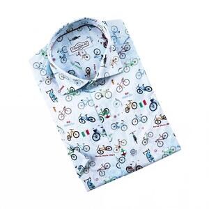 NEW 7 DOWNIE ST. men's short sleeve shirt in bicycles multi